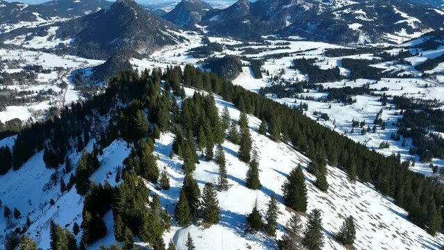Snow covered mountains near Oberjoch, Allgaeu, Bavaria, Germany