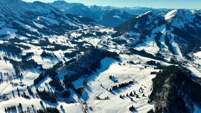 Snow covered mountains near Oberjoch, Allgaeu, Bavaria, Germany