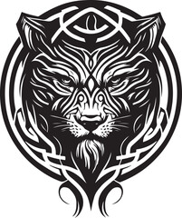 Vector illustration of tiger head with ornament