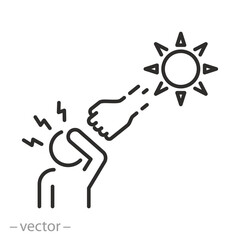 heat stroke icon, sun hit, solar pressure, thin line symbol on white background - editable stroke vector illustration eps10