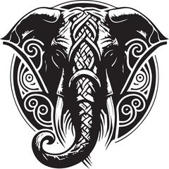 Vector illustration of elephant head with ornament