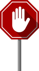 Obraz premium Red Stop Hand Block Octagon Traffic Style Sign or Adblock or Do Not Enter or Forbidden Icon with 3D Shadow Effect. Vector Image.