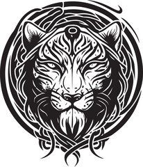 Vector illustration of tiger head with ornament