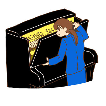 ピアノを調律する女性調律師