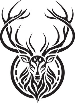 Vector illustration of deer head with ornament