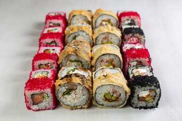 sushi rolls with wasabi