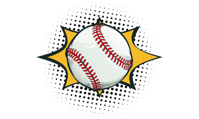 Baseball ball retro sport design for any purposes. Retro baseball vintage background. Comics retro ball theme.