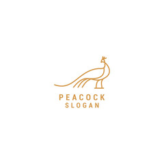 Peacock line art logo vector icon design template