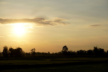 Fototapeta na wymiar background of the setting sun in the evening