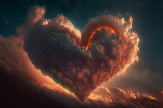 Heart cloud, love cloud in the sky