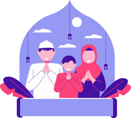 a family is standing to wish you a happy Eid Al-Fitr
