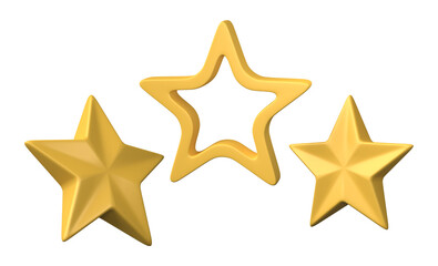 Set of Star icon 3D render, png file format.