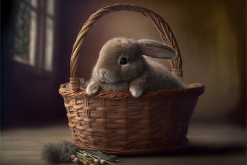 bunny in a basket created using Generative AI Technology