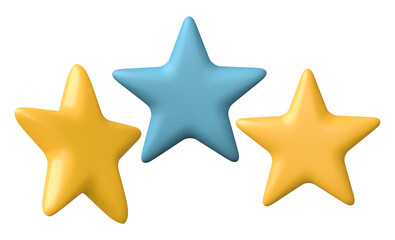Set of Star icon 3D render, png file format.