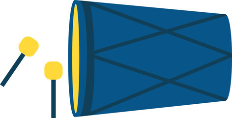 a blue drum equipped with two yellow drum beats which are common in mosques where Muslims worship
