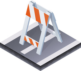 Color Isometric Illustration Of Traffic Barrier