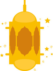 a yellow hanging lamp decoration to complement the decoration of the Eid al-Fitr celebration
