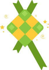 ketupat a typical Javanese rice dish wrapped in a wrapper made from woven young coconut leaves, or sometimes from other palm leaves
