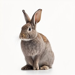 Obraz premium rabbit on white background, full body with free space, Made by AI,Artificial intelligence