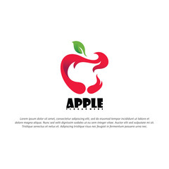 Apple logo with fire vector illustration design template
