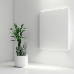 White Frame Mockup with Plant, in a modern and minimalist Home