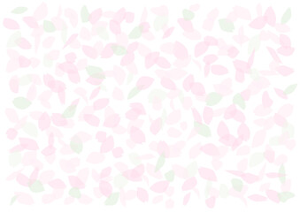 桜の花びらの背景イラスト（ピンクと緑の淡い色）　