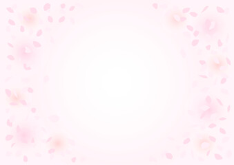 Fototapeta na wymiar 桜の花びらの円形フレームイラスト（ピンク色背景）