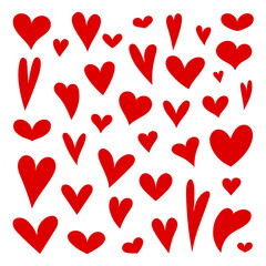 Herz Icon Set Design - Quadrat aus 37 unterschiedlichen roten Herzen