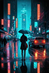 person walking in the city, Generative AI