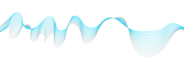 Abstract colorful blue lines on a white background. Blending gradient colors. Digital frequency track equalizer. Line art. Vector illustration.