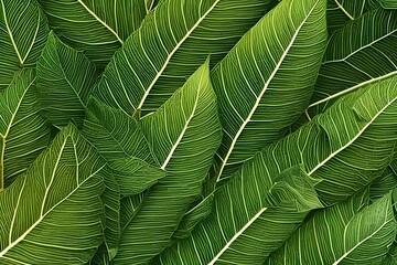 Naklejka na ściany i meble Abstract green color leaves background. leaf Wallpaper. Light green nature concept, tropical leaf. Macro leaf texture