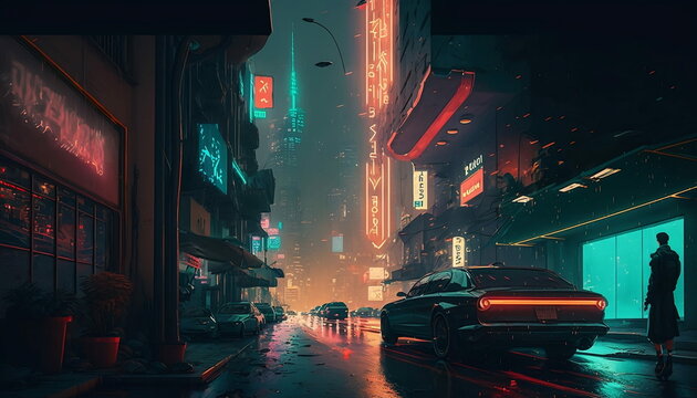 Concept art du centre-ville d'une ville du futur