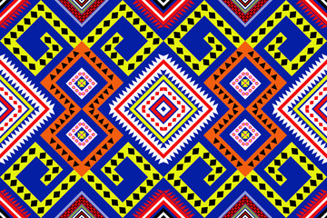 Ethnic Geometric oriental traditional with triangles and elements seamless pattern. designed for background, wallpaper, clothing, wrapping, fabric, Batik, decorating, embroidery 