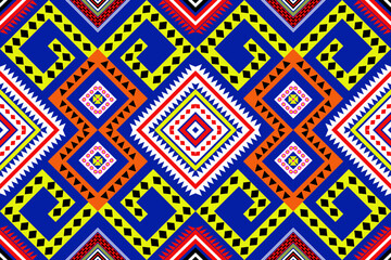 Ethnic Geometric oriental traditional with triangles and elements seamless pattern. designed for background, wallpaper, clothing, wrapping, fabric, Batik, decorating, embroidery , vector illustration