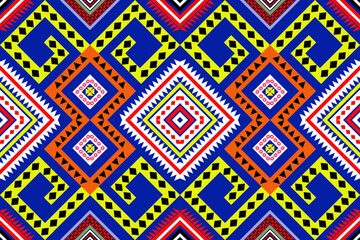 Ethnic Geometric oriental traditional with triangles and elements seamless pattern. designed for background, wallpaper, clothing, wrapping, fabric, Batik, decorating, embroidery , vector illustration