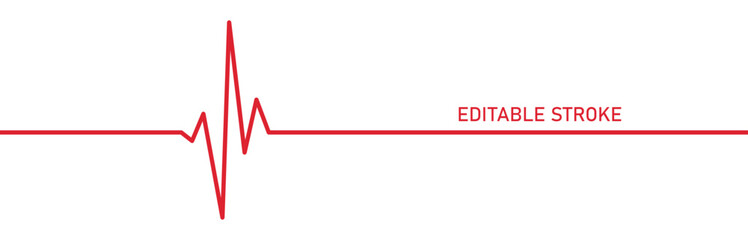 Editable stroke heart rhythm diagram, red EKG, cardiogram, heartbeat line vector design to use in healthcare, healthy lifestyle, medical laboratory, cardiology project.  © Gabydesign21