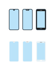 Mobile phones vector icon set, transparent background