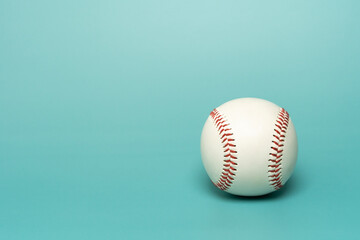 Close up baseball on green table background, sport concept
