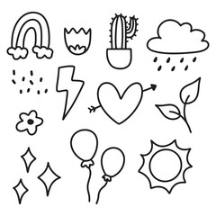 Set of cute doodle hand drawn 