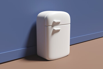 white refrigerator in 3d render design.