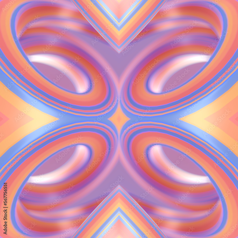Leinwandbilder 3d rendering digital illustration of a shape with iridescent stripes. line art optical illusion. abs