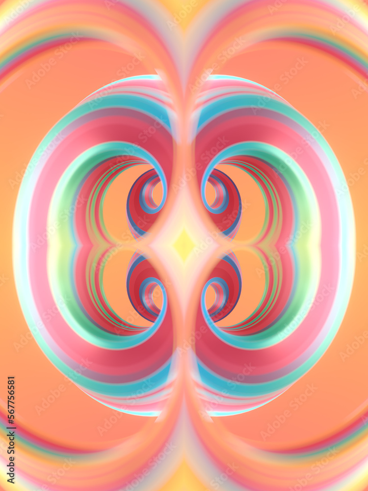 Poster Digital illustration of geometric shape in the form of a helix. Abstract art background. 3d rendering