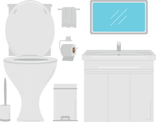 Dressing room with various household items, vector illustration