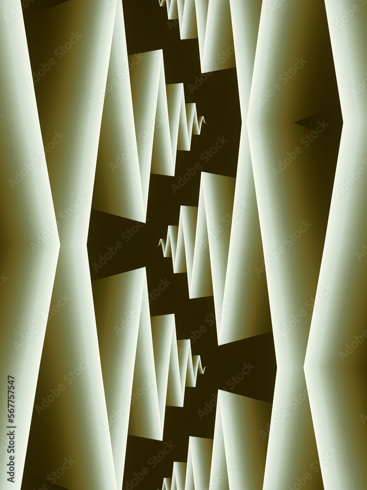 Poster Abstract composition with zigzag pattern. Futuristic background. 3d rendering digital illustration