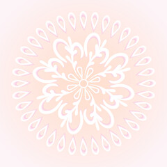 Vector circular pattern of a volumetric flower on a beige background. Drawing for tiles