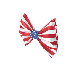 Tie bow with US flag on transparent background
