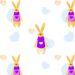 Cute pattern with rabbits and hearts © Svetlana Ruin