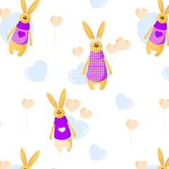  pattern with rabbits and hearts © Svetlana Ruin