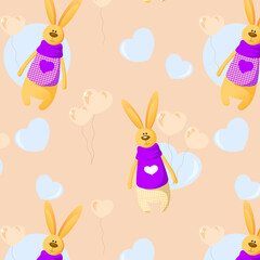 Cute pattern with rabbits and hearts © Svetlana Ruin