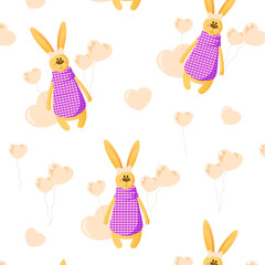 Cute pattern with rabbits and hearts © Svetlana Ruin